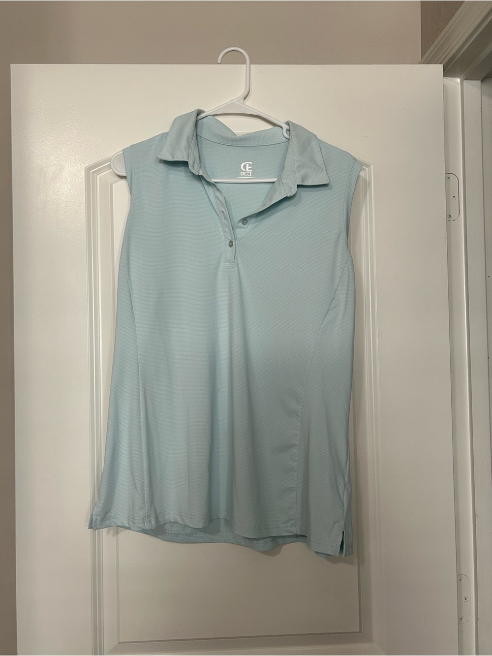 Sleeveless Swim Cover-Up Polo in Light Blue